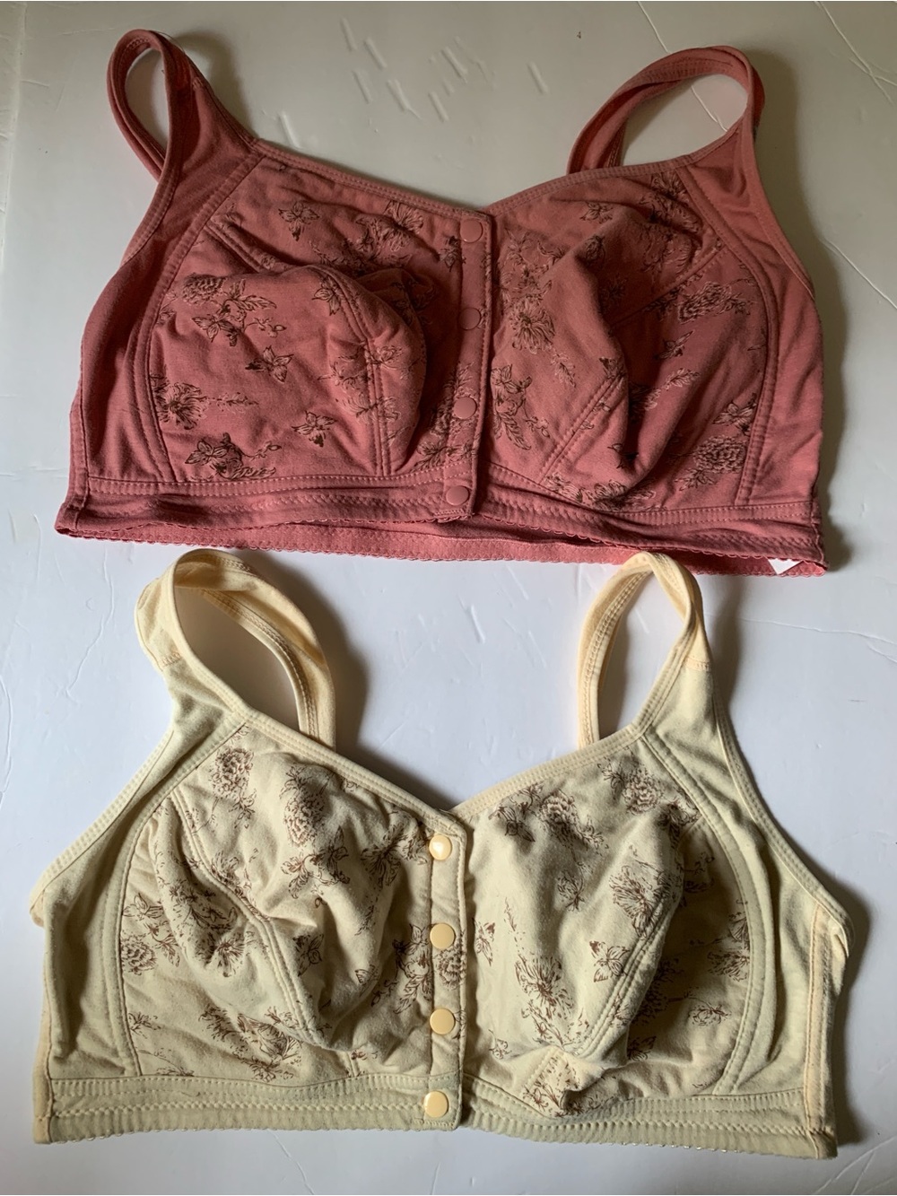 Two-Set Front-Closure Bras in Dusty Rose & Cream 2XL